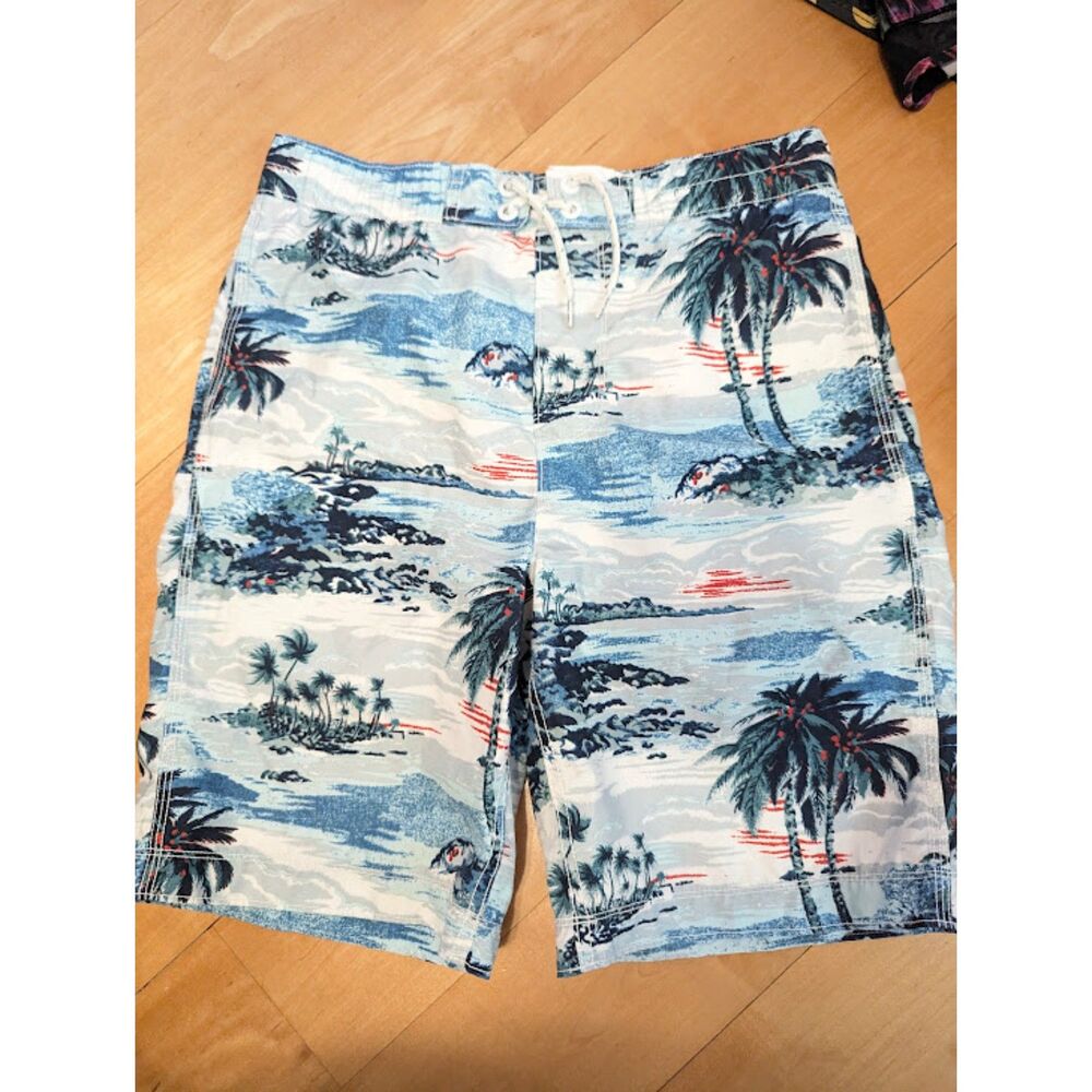 NFS DO NOT BUY Gap XXL Husky Swim Board Shorts Boys blue tropical palm trees